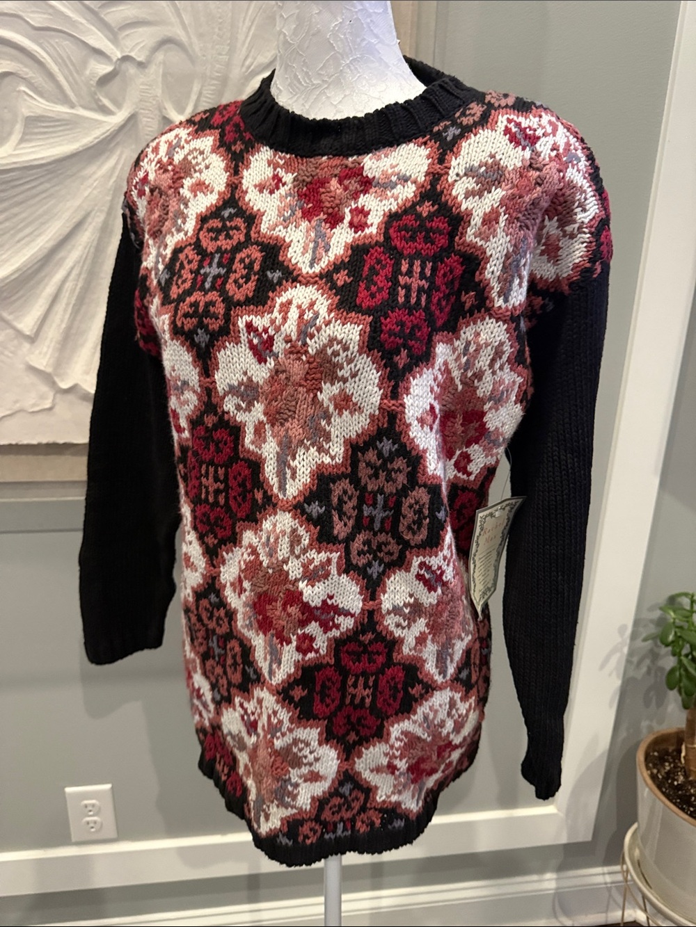 NWT Deadstock VTG Rachel Max Handknit Sweater Small Floral